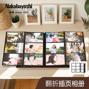 Nakabayashi仲林日本5寸相册本大容量家庭影集纪念册插页式wide布艺折叠相册照片书 本白TPL-241-V