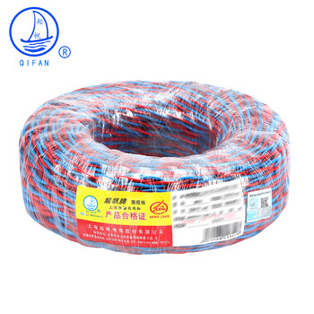 起帆电线电缆 RVS2*0.5平方国标双绞线铜芯2芯电源线花线无护套双芯软线 红蓝100米/卷