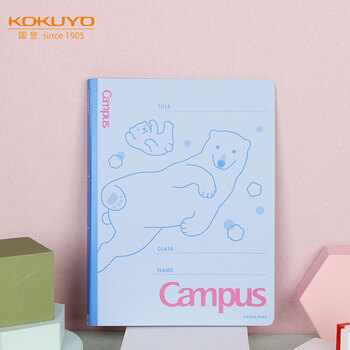 国誉(KOKUYO)进口Campus亲子小动物纸板装订文件收纳夹A4-S 白熊1个装FU-CA10-1