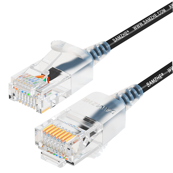 山泽超六类网线细线CAT6A类纯铜 万兆成品连接线 家用电脑宽带兼容千兆网络跳线 8米黑色 SZH-6080