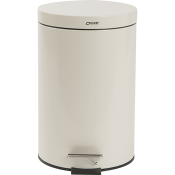 欧润哲垃圾桶脚踏带盖 大号12L米白厨房客厅卧室卫生间家用缓降内外双桶