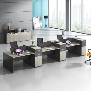 擎宅办公桌电脑桌屏风卡座员工位职员桌椅组合 双人位带高柜含椅