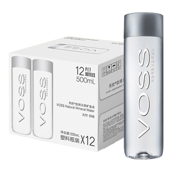 芙丝（VOSS）饮用天然矿泉水500ml*12瓶(塑料瓶) 高端含锶低钠弱碱节日送礼