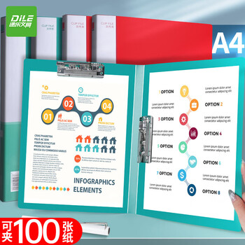 递乐  文具双夹文件夹插页文件框文件栏文件架 A4双强力夹商务档案资料夹试卷夹办公用品 1104绿色