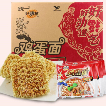 统一好劲道鸡蛋面方便面麻辣味27袋装整箱老款80后干吃干脆面泡面散装
