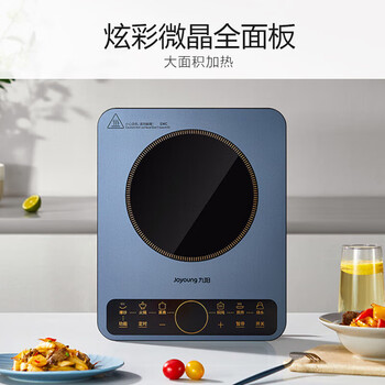 九阳（Joyoung）电磁炉套装电磁灶电池炉2200W家用带锅一键爆炒定时功能年炫彩大面板配汤锅炒锅