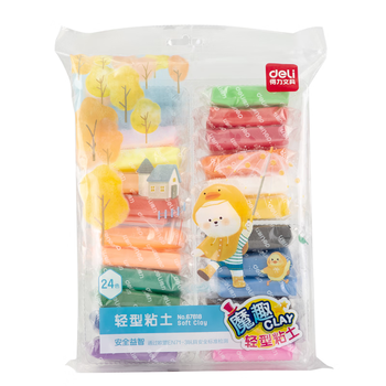 得力(deli)24色超轻粘土彩泥橡皮泥黏土美术手工DIY玩具太空沙10g/袋 儿童生日开学毕业礼物男女孩