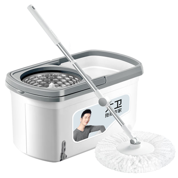 大卫旋转拖把36cm杆伸缩99-127cm 4头加厚拖布  D10双驱动免手洗