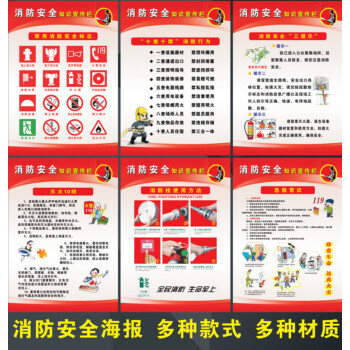 消防安全知识海报安全生产月宣传画防火标语消防四个能力挂图展板kt