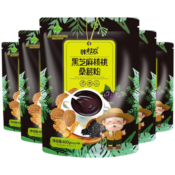 胖村农黑芝麻核桃桑甚粉400克*5袋 0蔗糖添加黑芝麻糊杂粮冲饮早餐代餐