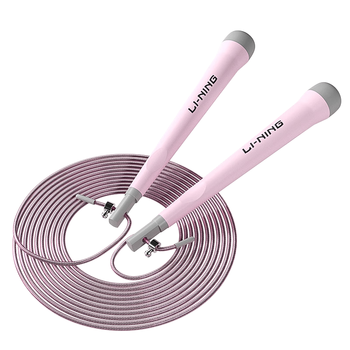 李宁（LI-NING）跳绳儿童中考专用竞速钢丝跳绳成人健身器材小学生体育考试粉色