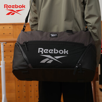 锐步防泼水大容量健身运动包可拆卸肩带多场景通勤旅行包 黑色