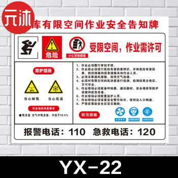 有限空间警示牌冷库作业安全告知牌密闭受限未经许可不得入内安全标识