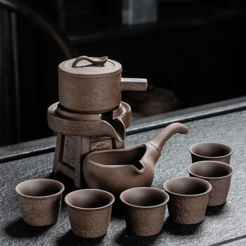 自动创意石磨盘功夫泡茶器陶瓷茶壶茶杯紫砂虎啸石磨自动茶具限购一套