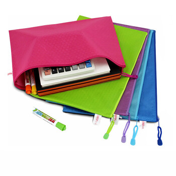 信发 TRNFA TN-2001-A5(五色） 足球纹文件袋/拉链收纳袋 5个装防水拉边袋/彩色资料袋办公文具包