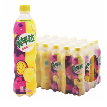 美年达百香果菠萝味600ml24瓶整箱碳酸汽水饮料