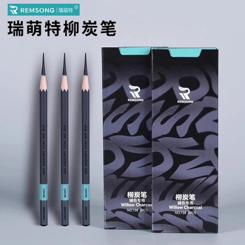 瑞萌特柳炭笔软炭8支/盒美术生专用棉柳木炭条瑞蒙特国画用的木炭条速写起稿打型黑色素描炭精条软炭