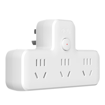 得力（deli）插座转换器 转换插头 宿舍插板排插插排品字形扩展插座 总控无线一转三转换插座 3插位 LU5001