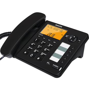 飞利浦（PHILIPS）电话机座机 固定电话 办公家用 语音报号 屏幕橙色背光 CORD282A黑色
