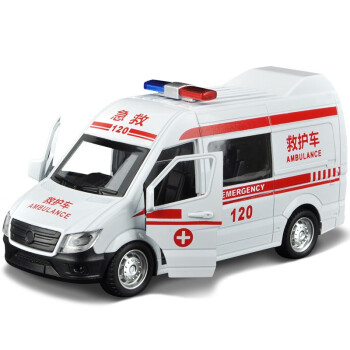 迪邦回力车合金小汽车玩具车仿真模型警车救护车皮卡带灯光音乐儿童