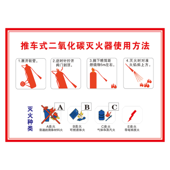 veh17 推车式二氧化碳灭火器使用方法 100*70厘米 覆膜防水pp贴纸