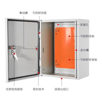 JXF基业配电箱型铁皮水控制箱冷轧板明装动力柜 电控箱明装。 500*400*160