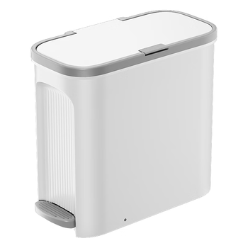 五月花双开盖多功能垃圾桶14L手按脚踏卫生间夹缝垃圾桶家用