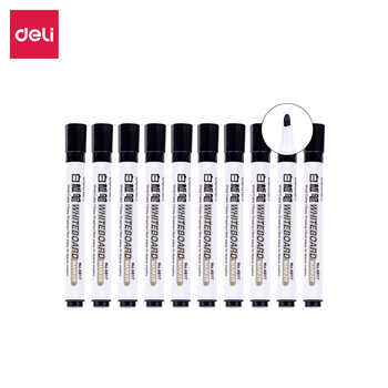 得力(deli)白板笔 可擦易擦 办公用品 黑色10支/盒6817