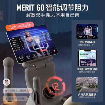 麦瑞克 椭圆机MRSES981 昆仑K60系列白色扬升版（坡度调节版）超燃脂APP