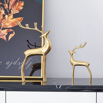北欧家居创意鹿装饰品轻奢现代简约客厅电视酒柜桌玄关纯铜麋鹿摆件铜