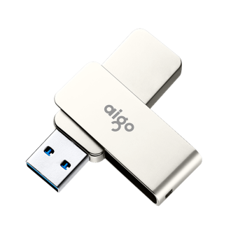 爱国者（aigo）64GB USB3.2 U盘读速200MB/s U330金属旋转【可个性化定制】高速读写 商务办公学习耐用优盘