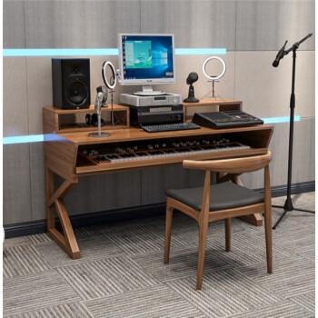 实木琴桌编曲工作台电子琴录音棚工作桌音乐编曲工作台调音桌子直播电