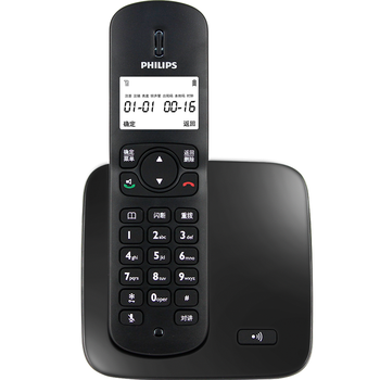 飞利浦（PHILIPS）无绳电话机 无线座机 子母机 办公家用 屏幕白色背光 持久待机 DCTG186黑色