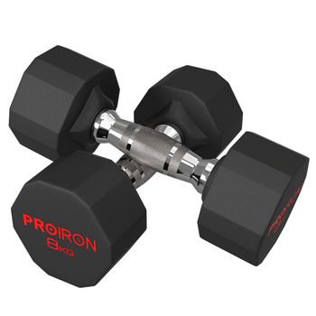 PROIRON普力艾 包胶哑铃男士家用哑铃健身十二边环保哑铃套装 8KG*1对