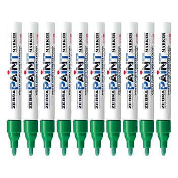 斑马牌（ZEBRA）油漆笔 油性记号笔 大号物流笔签名笔/马克笔 PAINT-MOP 绿色 10支装