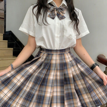 海盐格子裙学院风水手服高中学生校服玻璃糖日系百褶裙短裙jk不死川