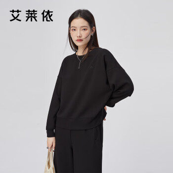 艾莱依2022年春季运动裤时尚洋气爆款卫衣韩系休闲运动套装女炭黑