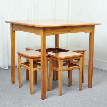 洞狮 餐桌实木四方桌家用小户型吃饭桌正方形楠竹方桌子简约餐桌【加