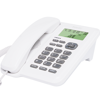 飞利浦（PHILIPS）有绳电话机座机 固定电话 办公家用 双接口 免电池 免提通话 CORD281A白色