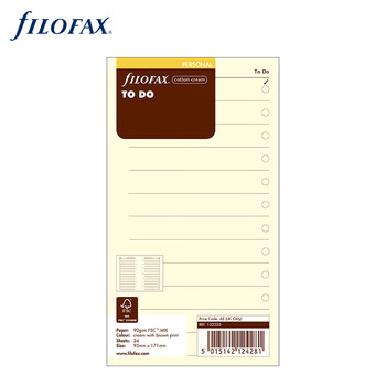 Filofax内页替芯活页记事本替换芯英国进口A6米色TODO页132253