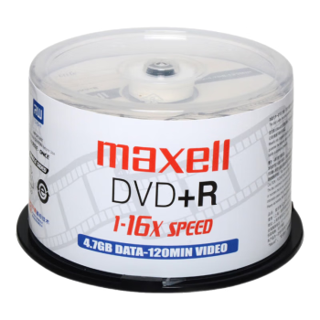 麦克赛尔（Maxell）DVD+R光盘 刻录盘 光碟 空白光盘 16速4.7G 影音系列桶装50片