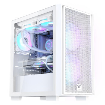 Thermaltake（Tt）启航者F4 白色 Mini小机箱水冷电脑主机（支持MATX主板/钢化玻璃侧透/铁网面板/支持背线）