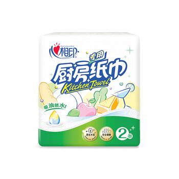 心相印厨房卷纸 吸水吸油纸巾去油污卷筒厨房用纸巾4提共8卷整箱 KT102
