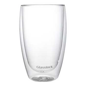 GLASSLOCK杯子双层咖啡玻璃杯耐热防烫透明拿铁牛奶家用水杯简约无柄475ml