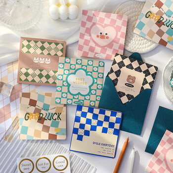 狮洛德 贺卡明信片小清新创意卡通生日祝福卡邀请卡留言手写小卡片6张带信封