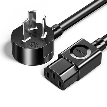 山泽 国标电源线3米 3C认证电脑台式主机显示器三孔三芯品字尾通用 电饭煲打印机箱连接线 弯插DY-04