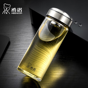 希诺单层玻璃杯 男女士便携小容量泡茶水杯370ml 颜色随机XN-6195