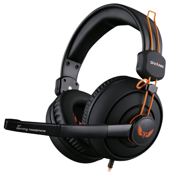 欧凡（OVANN） X7 头戴式专业游戏电脑耳机 舒适大耳罩语音带麦克风话筒 黑橙色