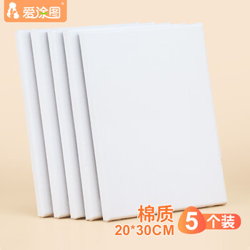 爱涂图 5个装油画框20*30棉质画布带框空白油画颜料丙烯专用儿童画板肌理画油画布板 美术写生美育工具