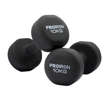 PROIRON普力艾 浸塑哑铃男士家用健身哑铃套装亚铃 晶黑色10kg*2